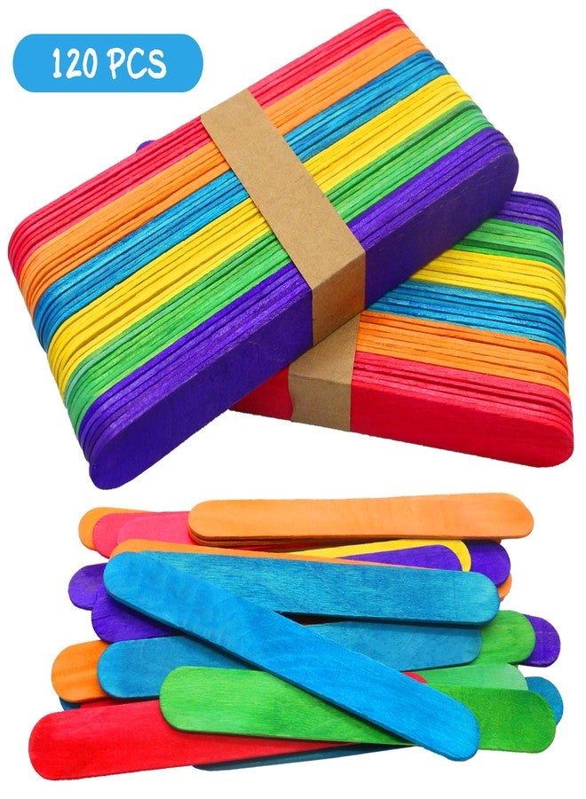 WISYOK 120 Pcs 6” Colored Jumbo Wooden Craft Sticks - Rainbow Wooden Popsicle Sticks for Creative Designs or Kids Education, Home Art Projects - Image 2