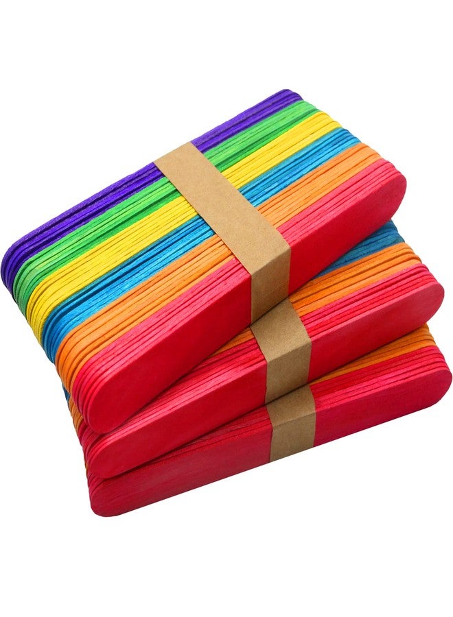 WISYOK 120 Pcs 6” Colored Jumbo Wooden Craft Sticks - Rainbow Wooden Popsicle Sticks for Creative Designs or Kids Education, Home Art Projects - Image 1