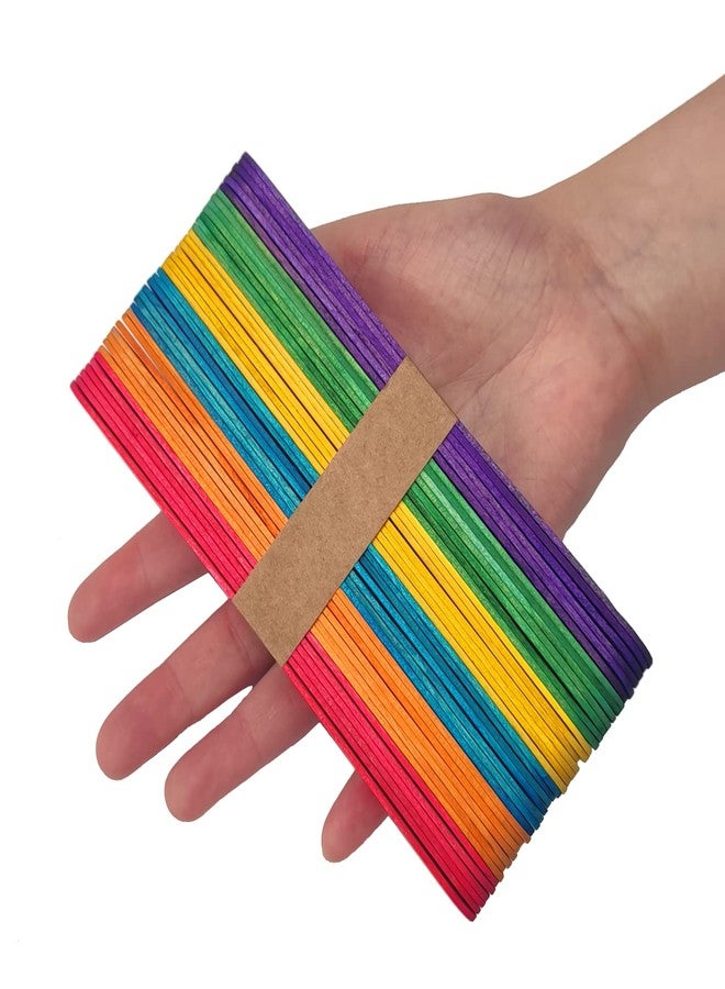 WISYOK 120 Pcs 6” Colored Jumbo Wooden Craft Sticks - Rainbow Wooden Popsicle Sticks for Creative Designs or Kids Education, Home Art Projects - Image 4