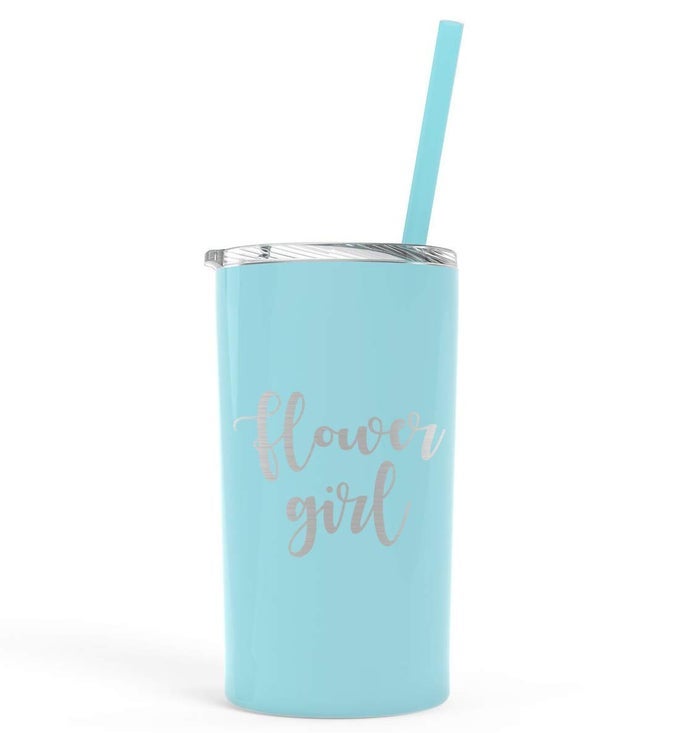 CRAFTY ENGINEER CHARMING FLOWER GIRL TUMBLER WITH STRAW PROPOSAL GIFTS FOR WEDDING DAY DOUBLEWALLED STAINLESS STEEL SIPPY CUP SEAFOAM FLOWER GIRL ENGRAVED