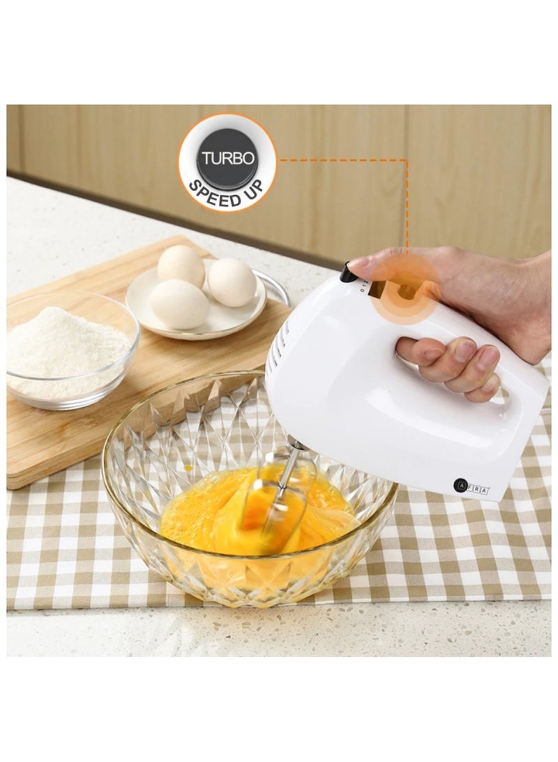 عفرا Japan Hand Mixer, 250W, For Eggs and Dough, Ejector Button with Safety, 5 Speed Settings, Turbo Function, G-MARK, ESMA, ROHS, and CB Certified, 2 years warranty 1.0 kg 250.0 W AF-250HMWT White - Image 2