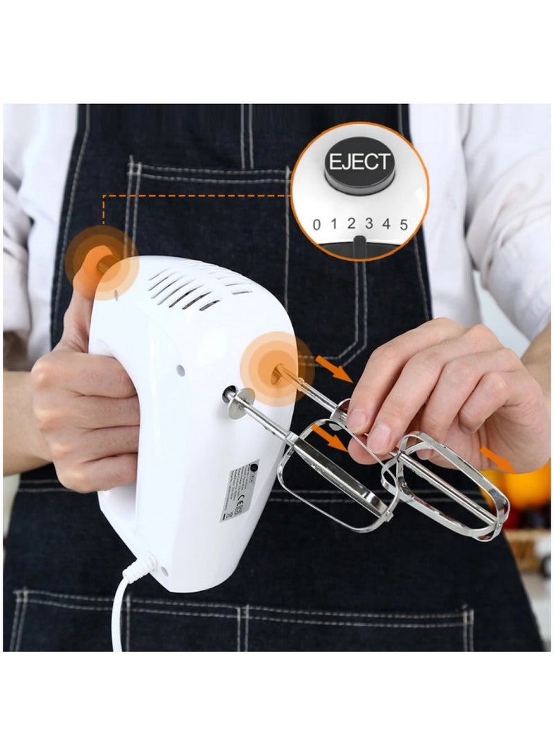 عفرا Japan Hand Mixer, 250W, For Eggs and Dough, Ejector Button with Safety, 5 Speed Settings, Turbo Function, G-MARK, ESMA, ROHS, and CB Certified, 2 years warranty 1.0 kg 250.0 W AF-250HMWT White - Image 3