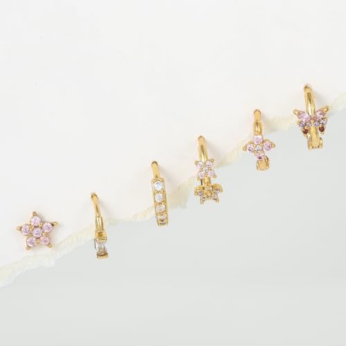 Aaishwarya Set of 6 For SINGLE EAR - 18K Gold Plated Waterproof Antitarnish Butterfly Floral Earring Set | Earrings for Women and Girls | Florals Jewelry - Image 3
