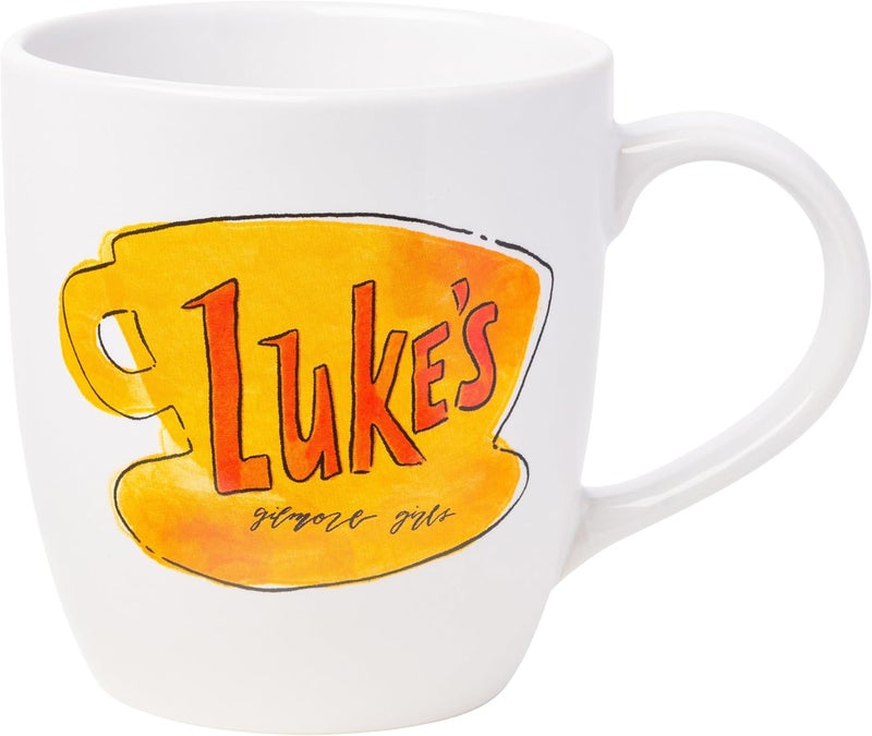 سيلفر بوفالو كوب قهوة سيراميك من مع شعار Luke's من مسلسل Gilmore Girls، 18 أونصة، أبيض/متعدد الألوان - Image 1