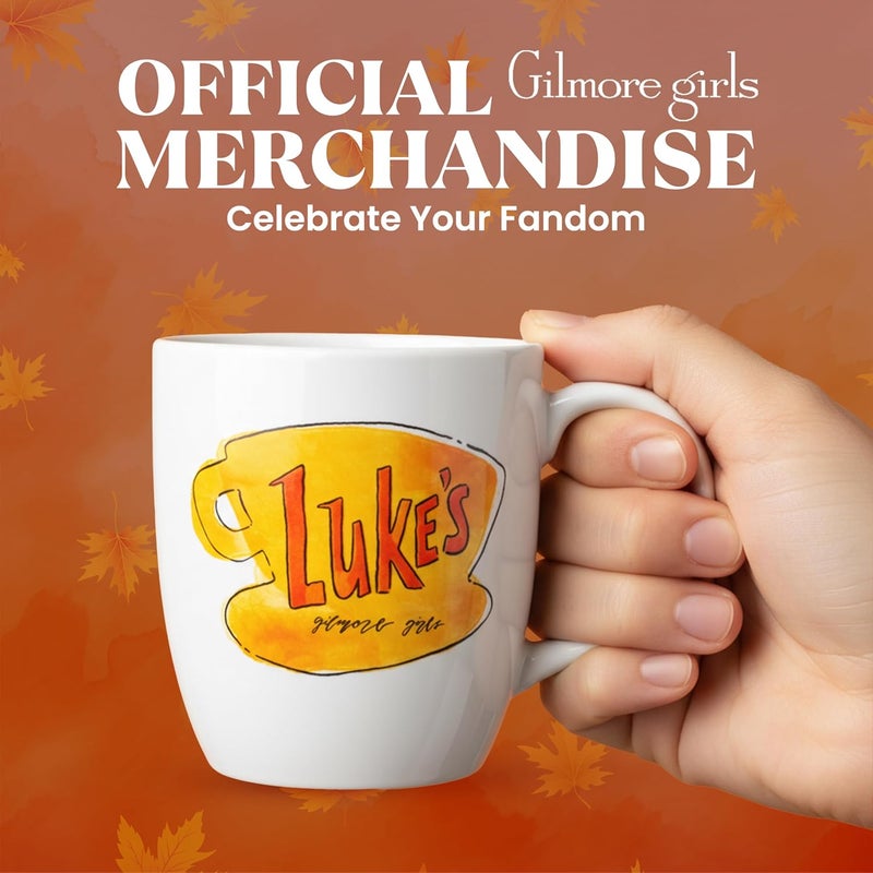 سيلفر بوفالو كوب قهوة سيراميك من مع شعار Luke's من مسلسل Gilmore Girls، 18 أونصة، أبيض/متعدد الألوان - Image 4