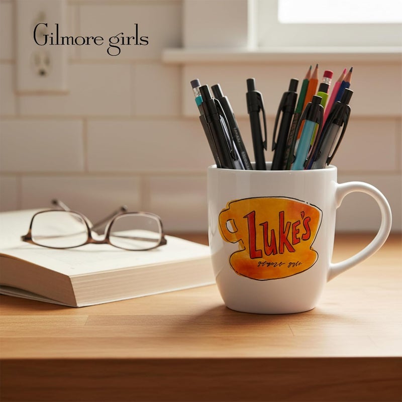 سيلفر بوفالو كوب قهوة سيراميك من مع شعار Luke's من مسلسل Gilmore Girls، 18 أونصة، أبيض/متعدد الألوان - Image 5