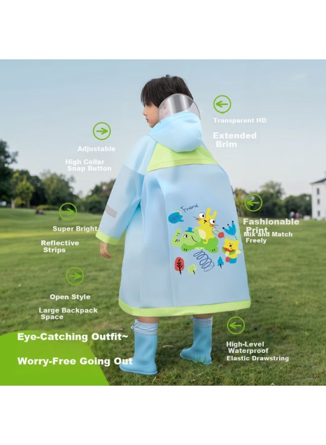 Tiantianzai Sweet Baby Children's Raincoat For Boys And Girls With Backpack Cover - Little Pink Bear Design - Image 2