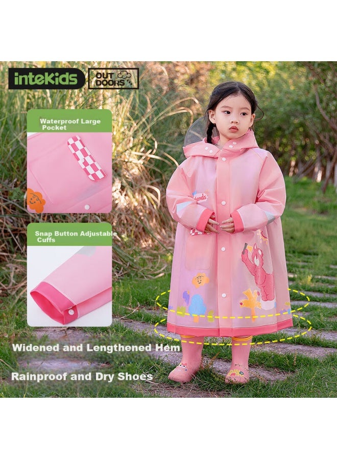 Tiantianzai Sweet Baby Children's Raincoat For Boys And Girls With Backpack Cover - Little Pink Bear Design - Image 4