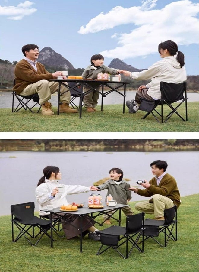 Generic Foldable Table With Six Chairs For Outdoors, Camping. Portable Six Chairs With Foldable Table Black.  - Image 4