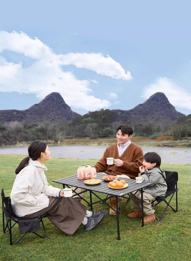 Generic Foldable Table With Six Chairs For Outdoors, Camping. Portable Six Chairs With Foldable Table Black.  - Image 5