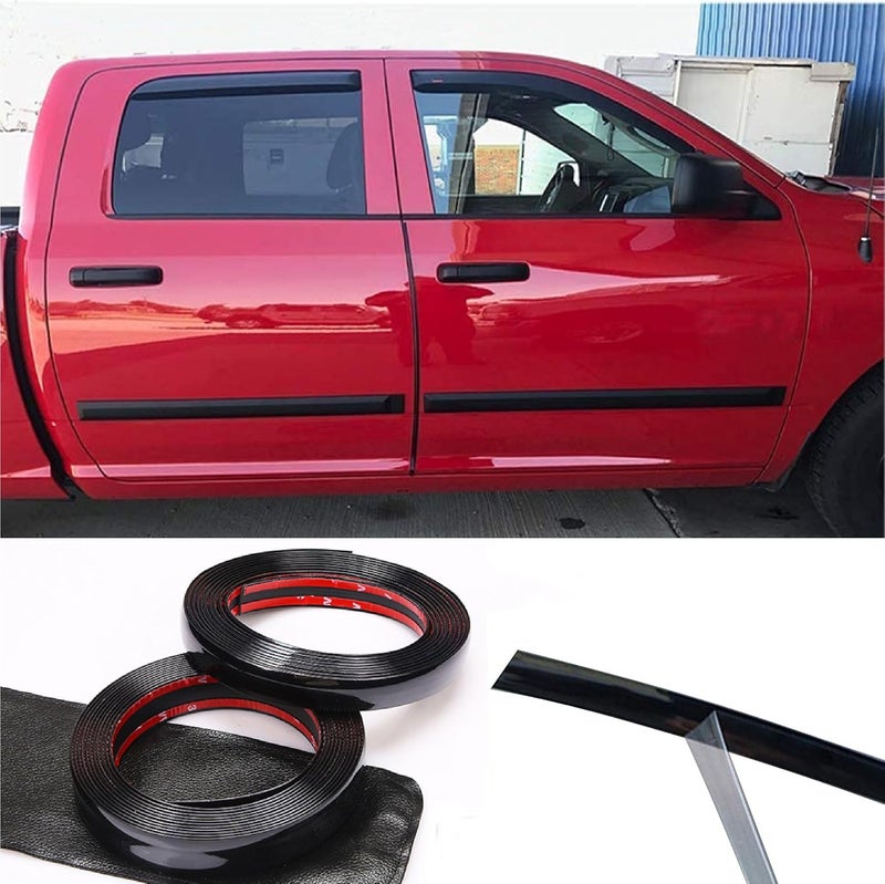 NANSH 16Ft Glossy Black Automotive Car Exterior and Interior Molding Trim Universal Bumper Window Door Body Side Decorative Strip Scratch-Proof (1 inch (25mm)) - Image 2