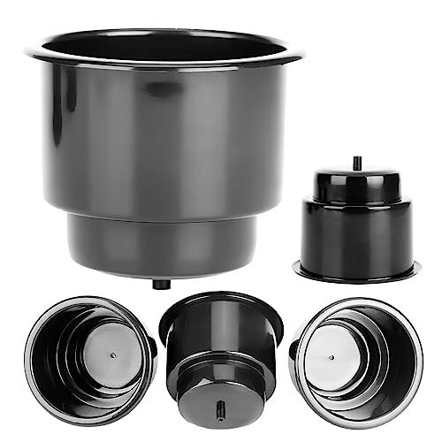 Amarine Made Amarine-made (Set of 4) Black Recessed Drop in Plastic Cup Drink Can Holder with Drain for Boat Car Marine Rv - Black - Image 3