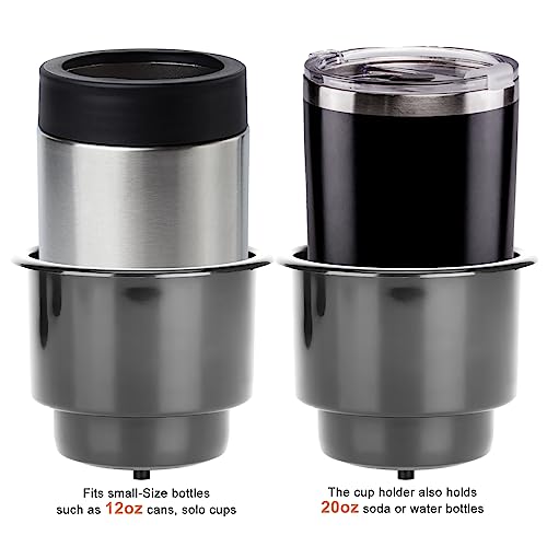 Amarine Made Amarine-made (Set of 4) Black Recessed Drop in Plastic Cup Drink Can Holder with Drain for Boat Car Marine Rv - Black - Image 4