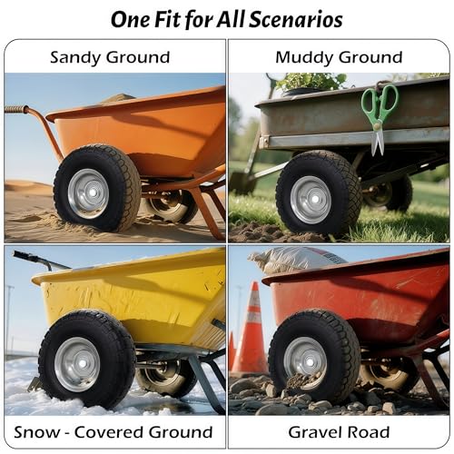 Atlantic 2-Pack Solid PU Wheels 4.10/3.50-4 – 10" Heavy Duty Flat-Free Polyurethane Tires with 5/8" Ball Bearings & 2.25" Offset Hub – Perfect for Hand Trucks,Wagons, Wheelbarrows - Image 5