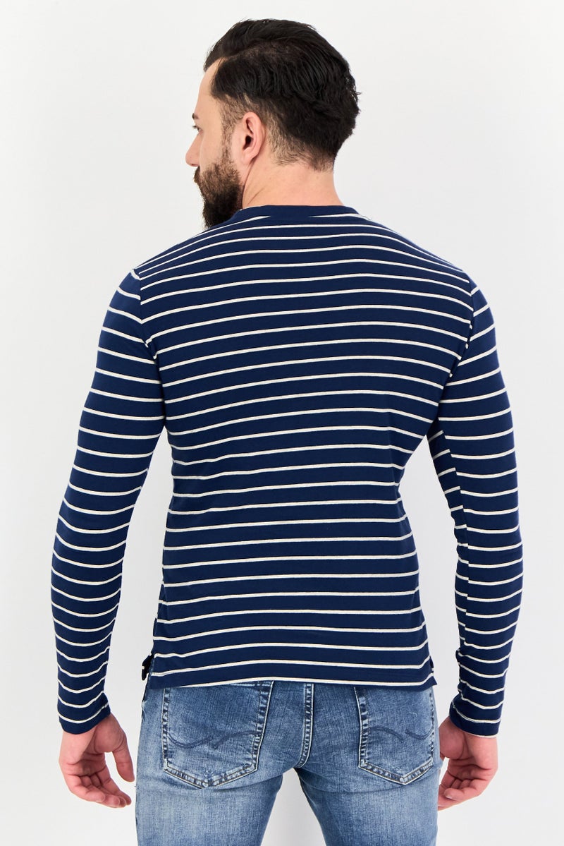 Celio Men Crew Neck Stripe Long Sleeve Sweatshirt, Multicolor - Image 4