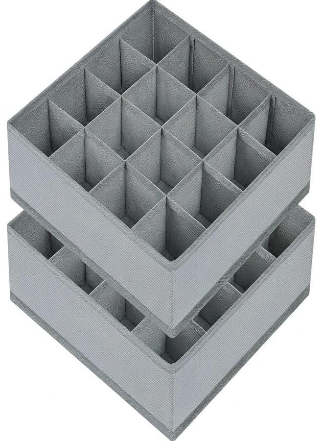 Wings Star Non-Woven 16 Compartment Socks Organizer | Foldable Drawer Divider for Cupboard | Spacious & Multipurpose Storage for Socks, Ties & Innerwear | Space-Saving Storage Organizer| Set of 2-Grey - Image 1