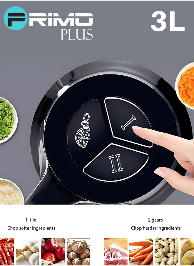 Electric Meat Grinder, Food Processor Blender With 3L Stainless Steel Bowls, Vegetable And Fruit Chopper For Dicing, Mincing, Silver