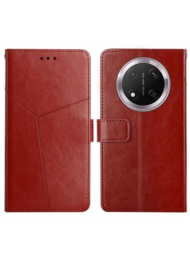 Zaboon For Honor X9c Y-shaped Pattern Flip Leather Phone Case(Brown) 