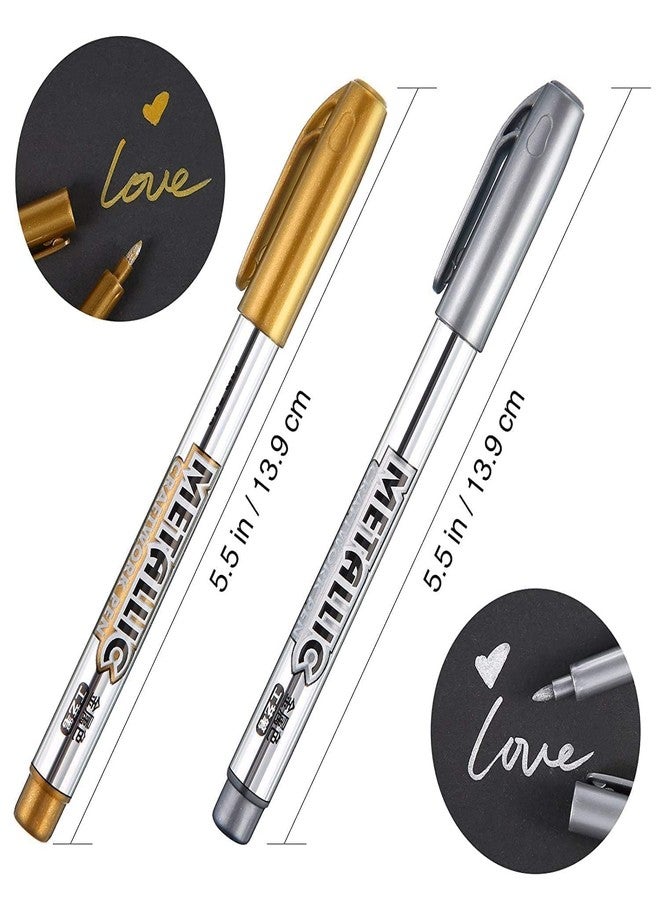 SCHUBERT Metallic Craftwork Pens Waterproof Permanent Art Painting Drawing Marker Pen,For Card Making/Diy Photo/Hand-Painted/Album Scrapbooking/Stone Glass 1Gold-1Silver Pen(2Pcs),fine - Image 3