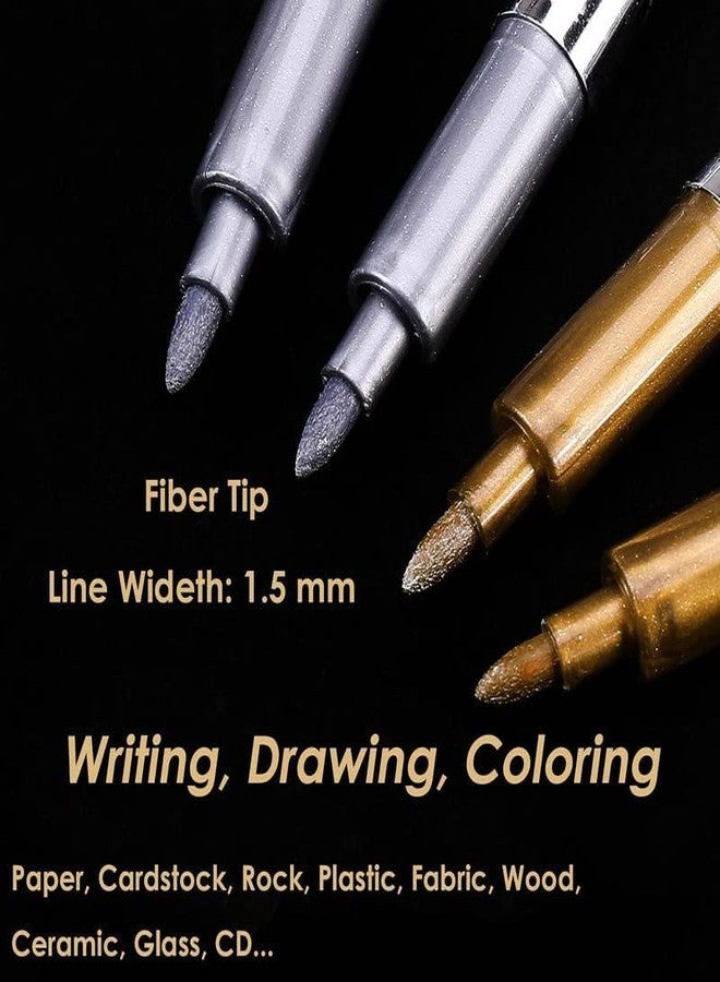 SCHUBERT Metallic Craftwork Pens Waterproof Permanent Art Painting Drawing Marker Pen,For Card Making/Diy Photo/Hand-Painted/Album Scrapbooking/Stone Glass 1Gold-1Silver Pen(2Pcs),fine - Image 2