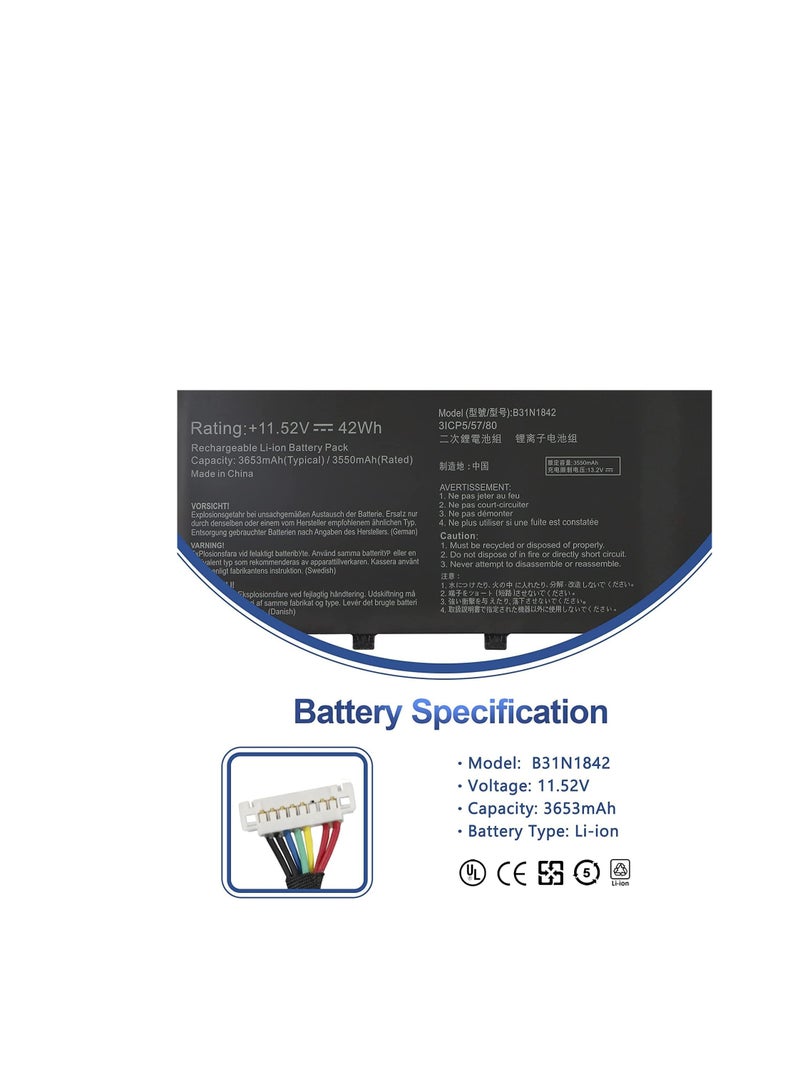 Terabyte بطارية لابتوب B31N1842 لأجهزة ASUS VivoBook S15 X513EQ X513EP X513EA X531F X531FA K531F S531F S531FA S531FL S5500F S5500FL V5050E V531F V531F V5311 FA V5311 FL Series B200-03440000 - Image 3