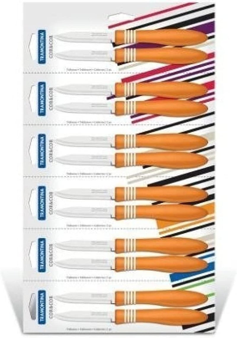 Tramontina Cor and Cor Paring Knives Set - 2 Pieces, Orange - Image 1