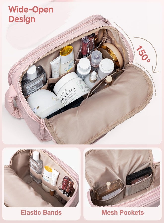 Marscamd Travel Toiletry Bag for Women, Water Resistant Makeup Organizer with Wide-Open Design for Toiletries and Cosmetics, Pink (Bag Only) - Image 2