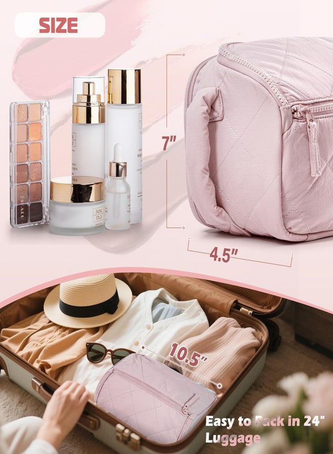 Marscamd Travel Toiletry Bag for Women, Water Resistant Makeup Organizer with Wide-Open Design for Toiletries and Cosmetics, Pink (Bag Only) - Image 4
