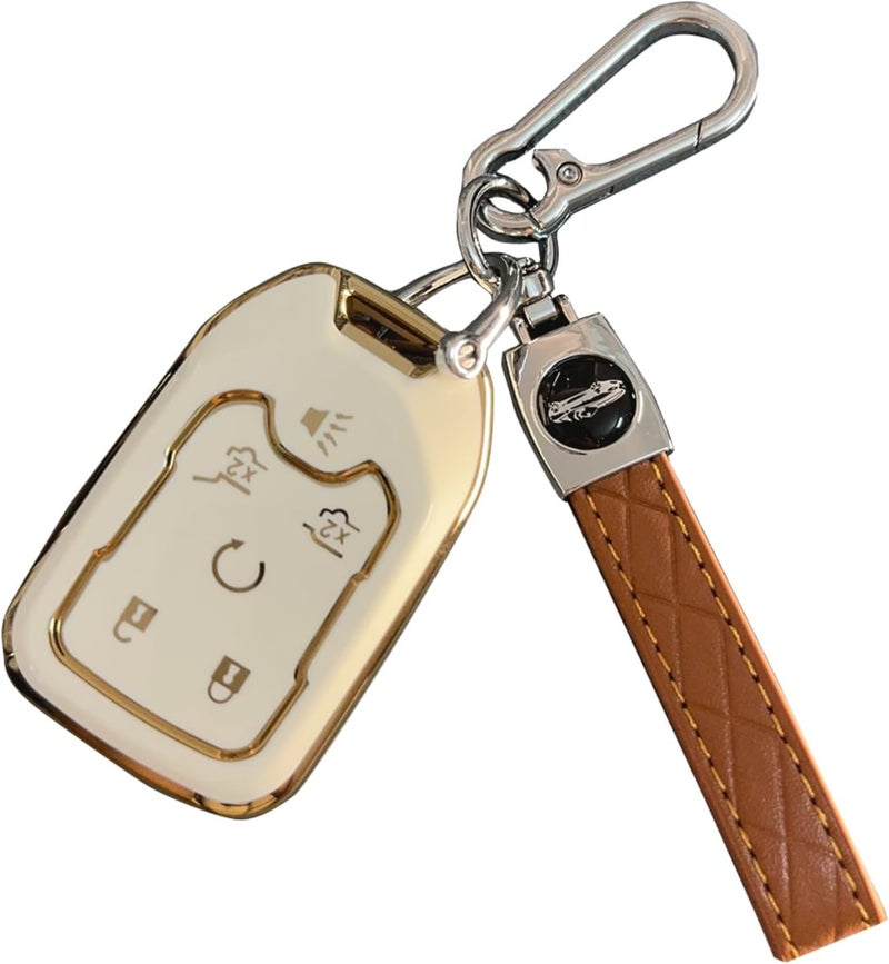 KarLingjun Key Fob Cover for Chevy GMC with Leather Keychain - Image 1
