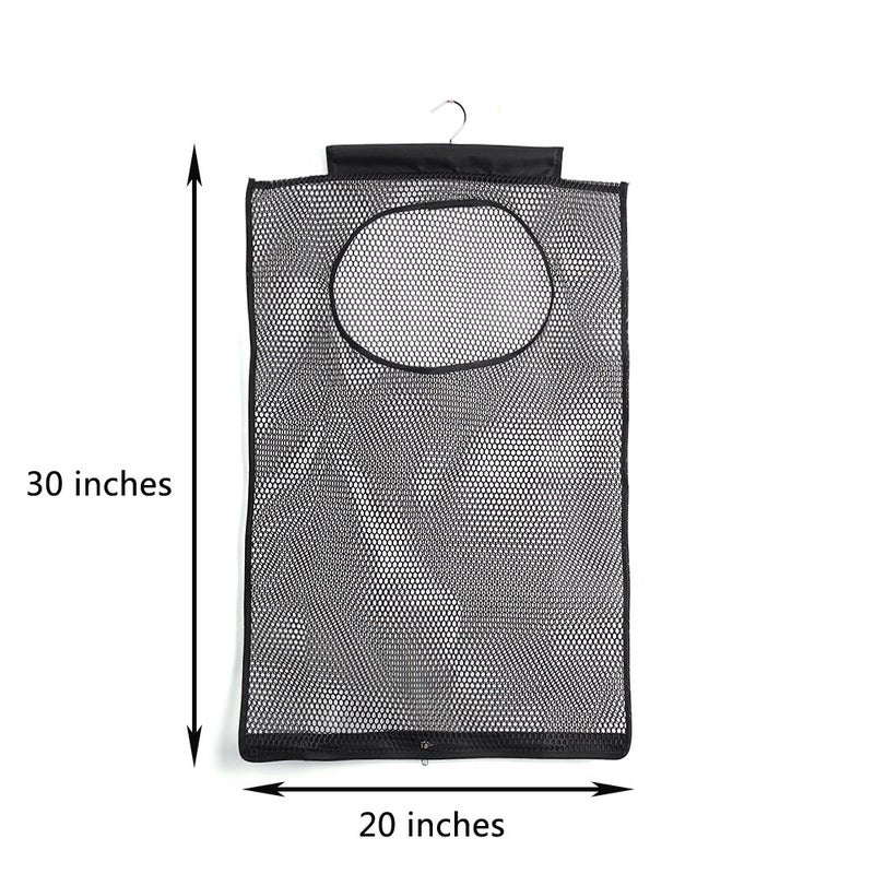 ALYER Breathable Mesh Laundry Hamper,Foldable Hanging Closet Storage Basket,Portable Space Saving Dirty Clothes Bag (Black) - Image 2