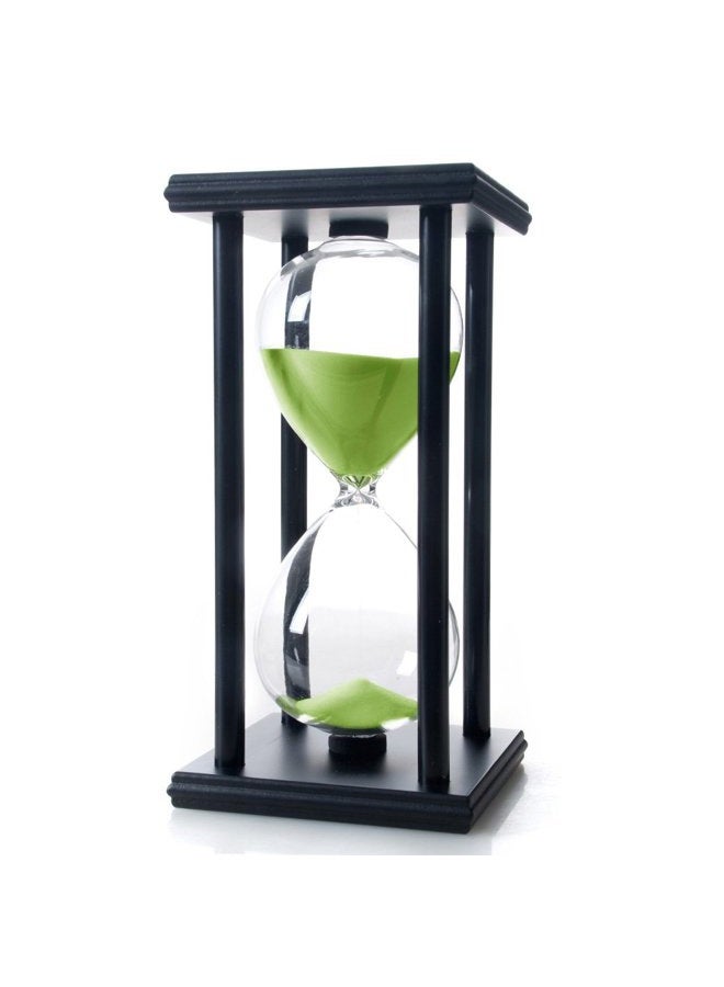 B BELLAWARE 60 Minutes Hourglass, Wood Sand Timer,Green - Image 1