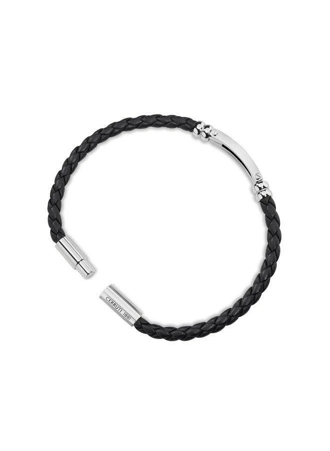 CERRUTI 1881 Cirrilio BraceletTwisted Black Leather with Elegant DesignClassic Masculine Statement for Modern Gentlemen