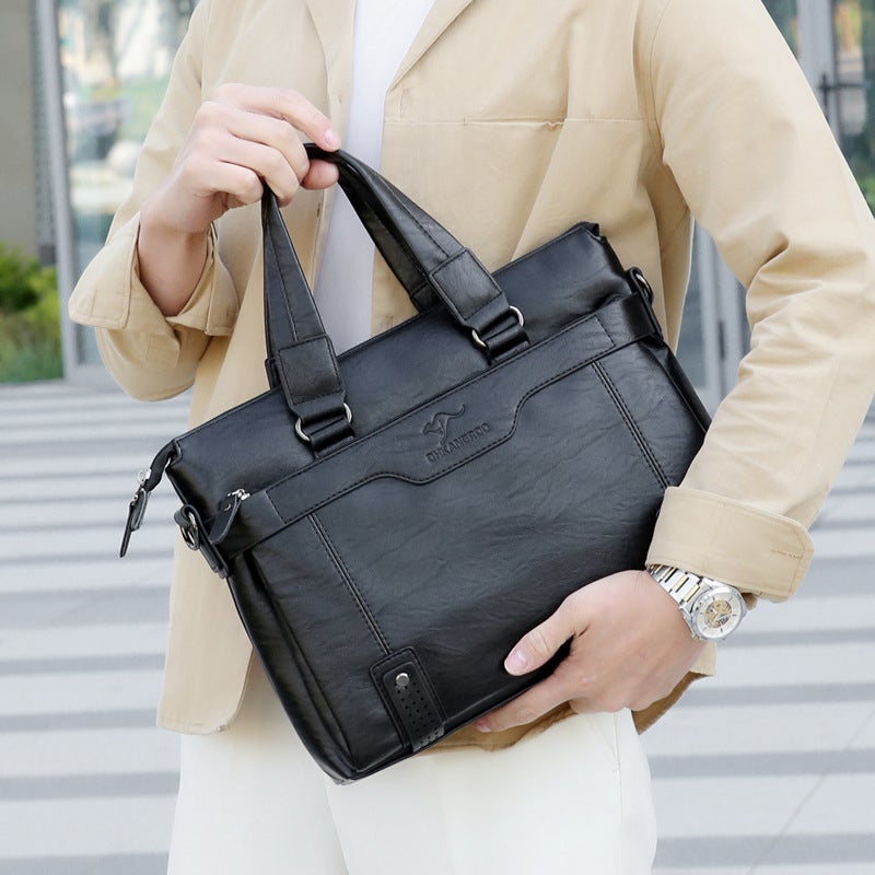 Emgrand Kangaroo Men'S Handbag Horizontal Business Briefcase Casual Crossbody Bag Men'S Shoulder Bag Soft Leather Men'S Bag - Image 1