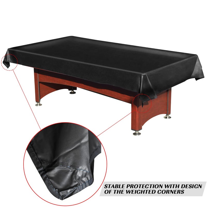 MoyanSuper Pool Table Cover PVC Waterproof Dustproof for 7/8/9 Ft Billiard/Pool Table ,Black,7 Feet - Image 2