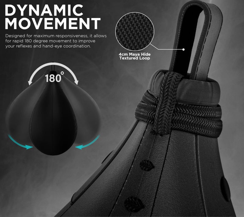 RDX Speed Bag Boxing Ball, Maya Hide Leather Dodge Striking Target with Additional Bladder, MMA Muay Thai Punching Workout Kicking Martial Arts Training Home Gym Exercise Speedball - Image 2