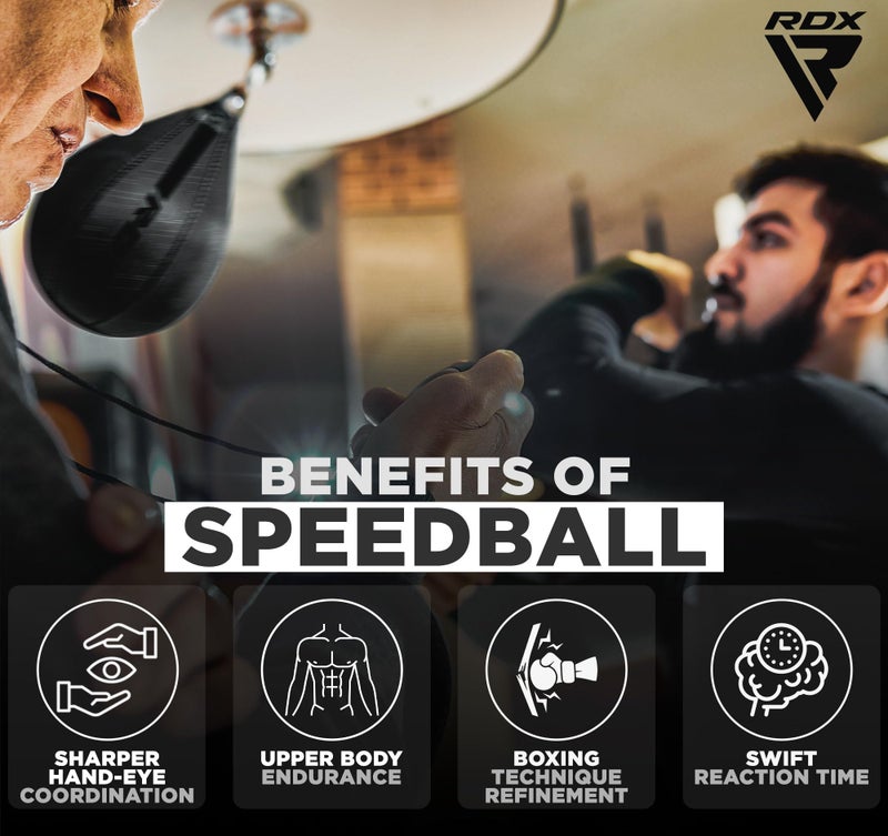 RDX Speed Bag Boxing Ball, Maya Hide Leather Dodge Striking Target with Additional Bladder, MMA Muay Thai Punching Workout Kicking Martial Arts Training Home Gym Exercise Speedball - Image 3