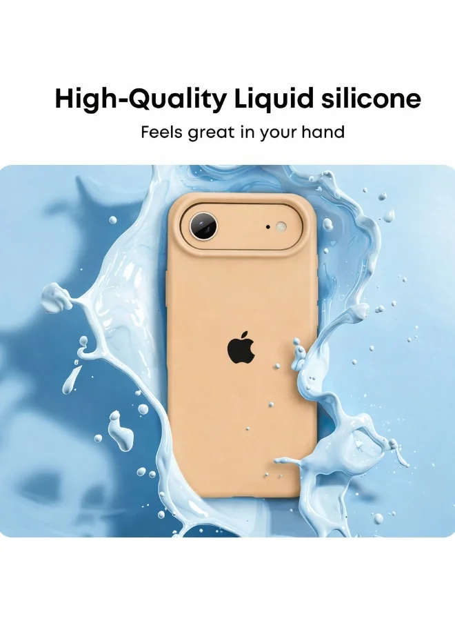 موبكوس جراب موبكوس الفاخر من السيليكون المغناطيسي مع شعار بني لهاتف آيفون 17 إير | ملمس ناعم كالحرير | حماية مقاومة للصدمات بمعايير عسكرية | توافق مغناطيسي قوي | غطاء أنيق ونحيف