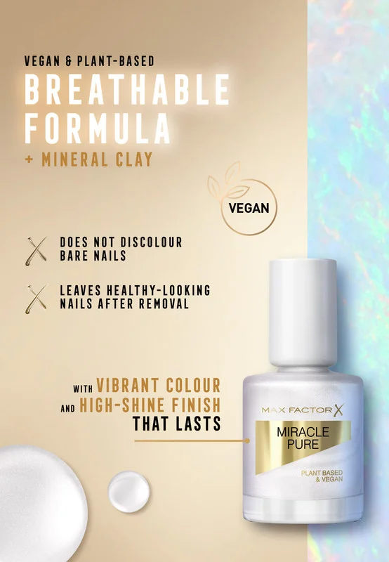 Max Factor Miracle Pure Nail Polish, Healing Crystal Collection - Opal Coat, 12ml