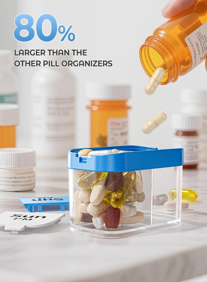 Odaro Extra Large Weekly Pill Organizer, XL Pill Box 7 Day Am Pm, Jumbo Medicine Organizer 2 Times A Day to Hold Daily Medicine Vitamin and Supplements - Rainbow - Image 2