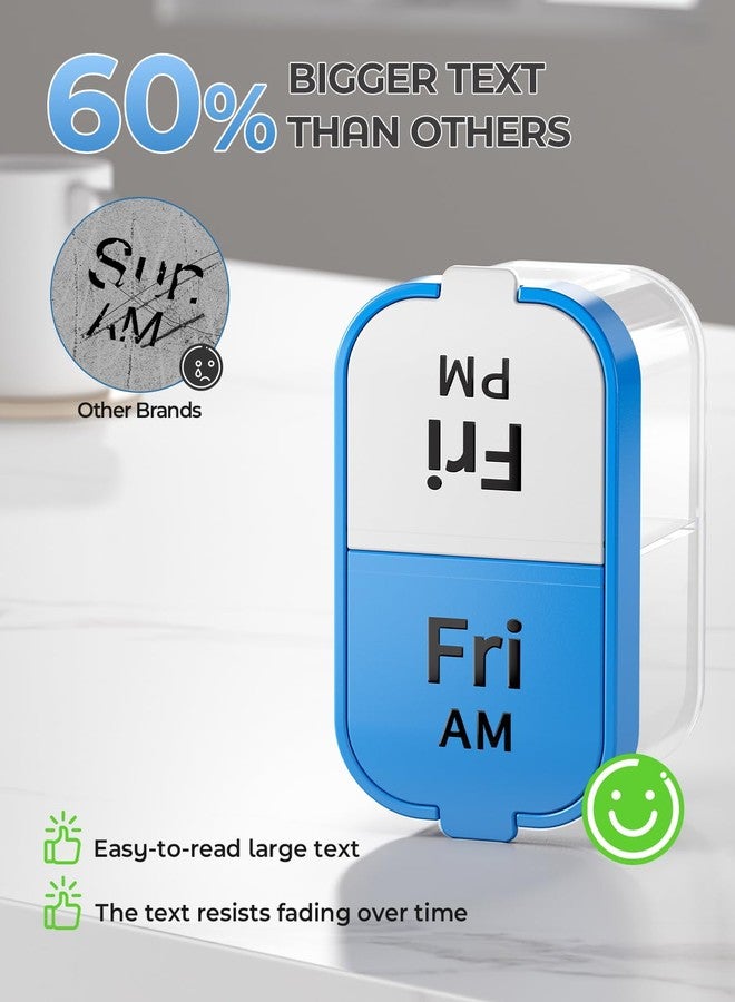 Odaro Extra Large Weekly Pill Organizer, XL Pill Box 7 Day Am Pm, Jumbo Medicine Organizer 2 Times A Day to Hold Daily Medicine Vitamin and Supplements - Rainbow - Image 4