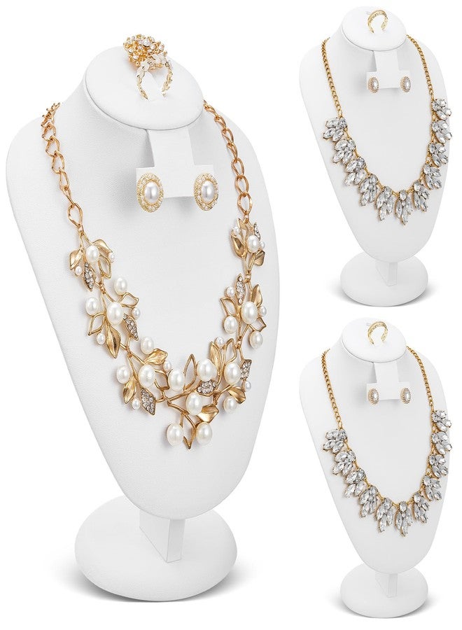 Youyole 3 Pcs White Leather Necklace Display Stand Necklace Jewelry Bust Jewelry Mannequin for Necklace Earrings Ring - Image 1