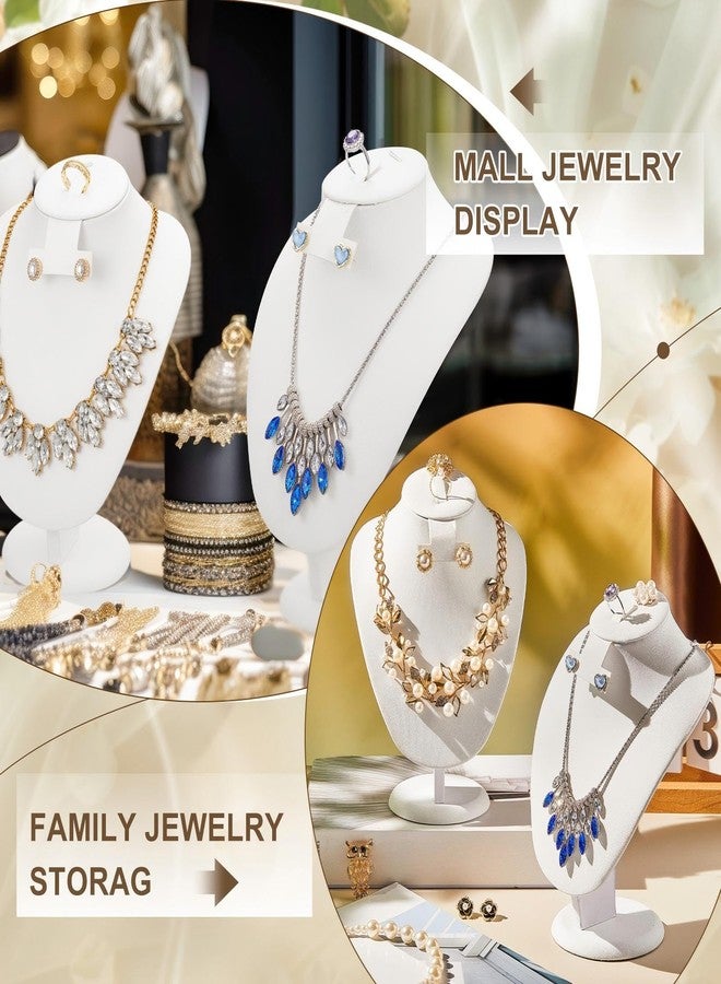 Youyole 3 Pcs White Leather Necklace Display Stand Necklace Jewelry Bust Jewelry Mannequin for Necklace Earrings Ring - Image 5