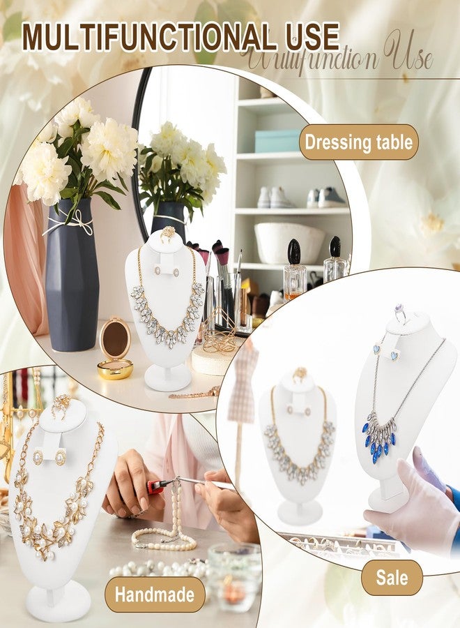 Youyole 3 Pcs White Leather Necklace Display Stand Necklace Jewelry Bust Jewelry Mannequin for Necklace Earrings Ring - Image 4