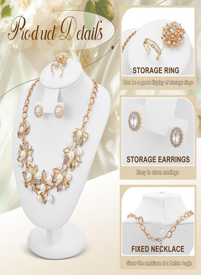 Youyole 3 Pcs White Leather Necklace Display Stand Necklace Jewelry Bust Jewelry Mannequin for Necklace Earrings Ring - Image 3