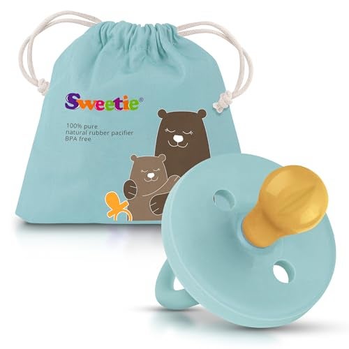 SWEETIE Rubber Turquoise Pacifier Natural Rubber Pacifier Rounded (12-18 Month, Turquoise) - Image 1