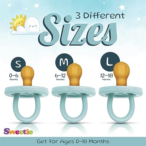 SWEETIE Rubber Turquoise Pacifier Natural Rubber Pacifier Rounded (12-18 Month, Turquoise) - Image 2