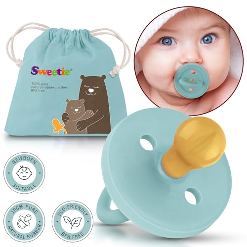 SWEETIE Rubber Turquoise Pacifier Natural Rubber Pacifier Rounded (12-18 Month, Turquoise) - Image 4