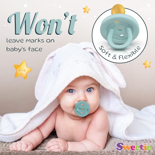 SWEETIE Rubber Turquoise Pacifier Natural Rubber Pacifier Rounded (12-18 Month, Turquoise) - Image 5