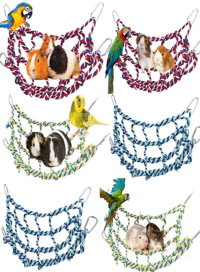 Berlune 6 Pcs Rat Ropes for Cage Rat Cage Accessories Climbing 12.6 x 9.84 Inch Bird Rope Toys for Pet Hammock Hamster Cotton Bridge Bird Ladder for Small Animal Habitat Play - Image 1