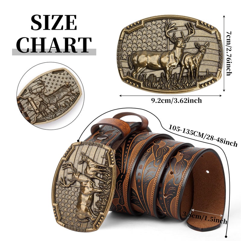 BISON DENIM Western Cowboy Leather Belt for Men Women Cowgirl, Mens Buckle Belt for Jeans, Country Belt, Men's Gifts - Image 5